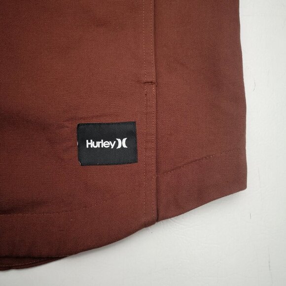 Hurley Men's Size XL Rust w/ Striped Lining Zipper & Snap Closure Jacket w/ Hood - Picture 8 of 12